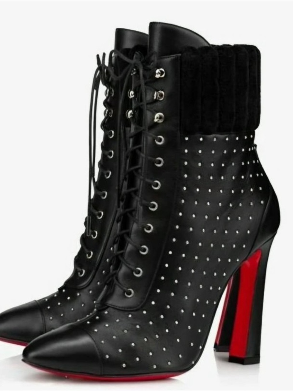 Christian Louboutin Dakita Lug Spike Accents Lace-Up Boots